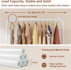 JIUYOTREE Standard Clothes Clothing Garment Rack with Storage Shelves Clothes Organizer for Hanging Clothes Coat Jacket Shirt Sweater Jeans White