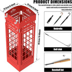 Square Metal Umbrella Holder, Square Free Standing Umbrella Rack Decorative Umbrella Holder Hollow Cutout Pattern Design for Umbrella Cane Entryway Home Office 19.49" X 6.1" X 6.1"(Red hollowed out)