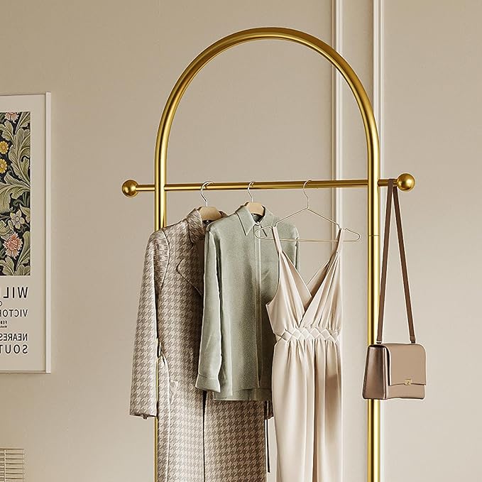 Gold Clothing Rack for small spaces,Modern Clothes Rack with Marble Base,Small Garment Racks for Hanging Clothes, Heavy-duty Coat Rack Freestanding for Bedroom,Entryway,Boutiques (gold)
