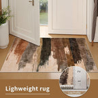 Ciicool Modern Abstract Brown Grey Rug for Living Room, 6'x9' Machine Washable Area Rug Non-Slip Rug, Low-Pile Contemporary Indoor Dining Floor Carpet for Bedroom Office Under Table Home Decor