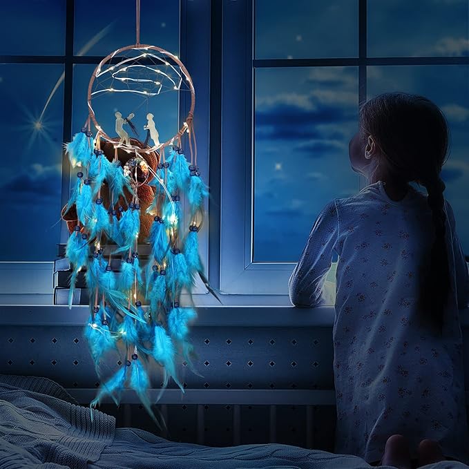 Dream Catchers Lovers Dream Catcher for Boys Large Dream Catcher for Girls Wall Hanging Tree of Life Wall Decor with LED Light Handmade Feather Dreamcatcher Native American Blessing Gifts