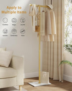 OUTBROS Metal Coat Rack, Coat Tree with Rock Base, T Shaped Freestanding Clothe Rack, Coat Hanger Stand Suitable for Bedroom, Hallway, Entrance, 68.9 Inches High, Gold