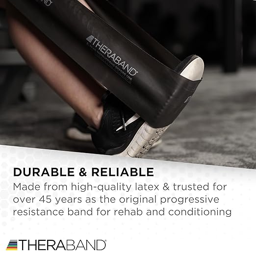 THERABAND Professional Resistance Band, Black Level 5 Special Heavy, 5 ft Exercise Band for Physical Therapy, Strength Training, Upper and Lower Body Workouts, Yoga and Pilates