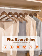 HOUSE DAY Walnut Wooden Hangers 10 Pack, Solid Wood Hanger with Non Slip Pant Bar, Heavy Duty Wooden Coat Hanger for Closet, Smooth Finish Wood Clothes Hangers for Shirts, Suits, Jackets, Dress