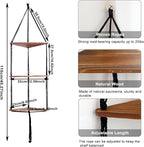 Artilady Macrame Corner Shelf Wall Hanging - 3 Tier Black Floating Shelves Plant Corner Wall Decor, Boho Rustic Wooden Plant Storage Rack for Bedroom Living Room Bathroom