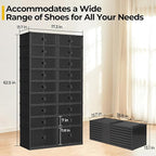 FAHKNS Foldable Shoe Rack, Transparent Shoe Boxes with Magnetic Double Doors, Shoe Organizer Storage for Entryway/Bedroom/Cloakroom, Large Shoe Cabinet with Hidden Bottom Roller 9 Tiers 4 Row (Black)