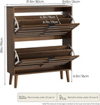 Shoe Cabinet with 2 Flip Drawers, Freestanding Shoe Storage Cabinet with Fluted Panel Design, Hidden Shoe Organizer Rack for Enterway, Hallway, Foyer, Walnut