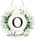 Monogram Letter O Wreaths for Front Door Wreath Wooden Welcome Sign for Front Door Decor Floral Family Last Name Initial House Warming Spring Summer Porch Rustic Wall Home Kitchen Boho Decorations