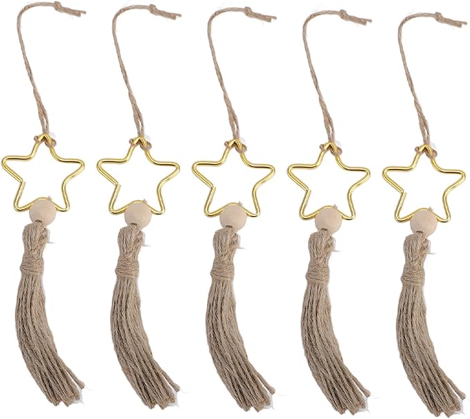 Versatile Wood Bead Jute Rope Tassel Elegant Hanging Ornament for Warm Ambiance Decoration 5pcs