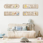 Hatzelou 4PCS Classic Winnie Baby Room Decor, Pooh Nursery Decor, the Pooh Wall Decor Sign Gifts, You Are Kind Brave Inspirational Quotes, Adorable Winnie Sign for Home Bedroom Nursery