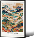 Vintage Yayoi Kusama Grasslands Posters Japanese Wall Art Yayoi Kusama Abstract Landscape Canvas Print for Stylish Room Bedroom Living Room Gallery Decor 24x36in Black Framed