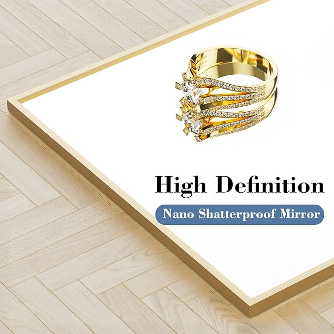 DUMOS 68"x26" Full Length Mirror, Full Body Mirror with Aluminum Alloy Thin Frame, Standing Mirrors with Leaning or Hanging, Suitable for Bedroom, Livingroom, Cloakroom, Gold
