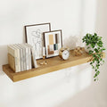 FLYJOE 55 Inch Long Floating Shelves for Wall Set of 1, 12" D Wood Grain Bathroom Shelves with Invisible Brackets, Easy Install Engineered Wood Storage Shelves for Kitchen, Living Room, Bedroom