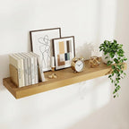 FLYJOE 55 Inch Long Floating Shelves for Wall Set of 1, 12" D Wood Grain Bathroom Shelves with Invisible Brackets, Easy Install Engineered Wood Storage Shelves for Kitchen, Living Room, Bedroom