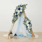 Ting's time Wedding Arch Flowers Pack of 2 Artificial Silk Large Flower Swag Welcome Sign Floral Swag Reception Backdrop Floral Decor for Fall Wedding Party Ceremony (Dusty Blue & White)