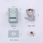8 Inch Hand-Painted Porcelain Face Doll with Plush ＆ Acrylic Cotton Body, Mini Kawaii High-Color Makeup Ceramic Doll for Room Decor, Birthday Gifts, Collectible ，Name Kira (Grey)