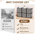 6 Cube Storage Organizer with Shelf Back to School Boxes 11 Inch Toy Storage Bins Closet Organizers Drawers Fabric Dresser for Playroom Books Bedroom Dorm Kitchen (Grey)