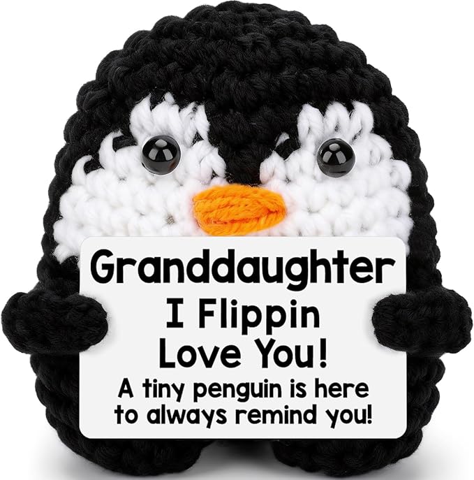 Belatelove Granddaughter Gifts from Grandma, Handmade Crochet Penguin Birthday Mother's Day for Granddaughter, Funny I Love You Gifts for Year Old Girl Kid Daughter Teen Small Easter Decor
