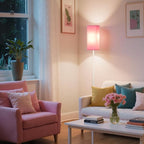 64.6" Floor Lamp, Pole Lamp with Foot Switch, Modern Standing Lamp Shade, Minimalist Freestanding Lamp (Bulb Not Included), for Living Room, Bedroom Office ETL Listed,White and Pink WP07LD05