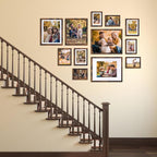 Lyeasw 5x7 Picture Frame 15 Pack, Display Pictures 5x7 with Mat or 6x8 without Mat, Brown Rustic Bulk Photo Frames for Wall or Tabletop