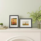 Egofine A4 Picture Frames Set of 4, Made of Solid Wood Covered by Plexiglass 5x7 and 6x8 with Mat or A4 without Mat, for Table Top Display and Wall Mounting Photo Frame Rustic Black