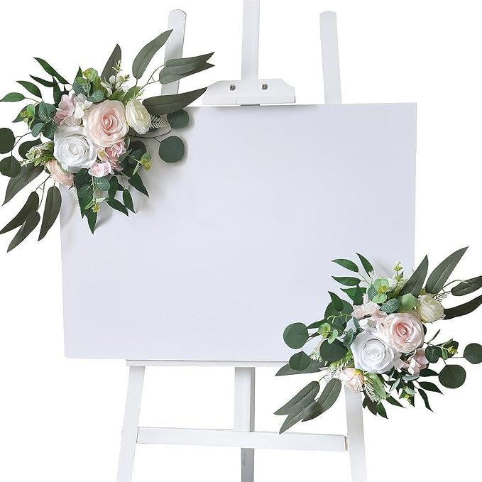 2X Wedding Arch Flowers Decorative Swags Floral Swag Welcome Sign Decoration for Party, Pink Flowers