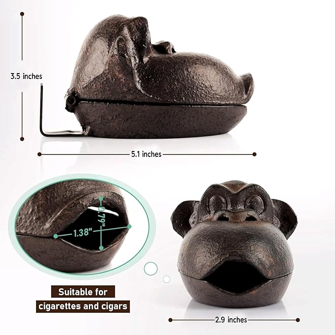 Cigar Ashtrays, Monkey Ashtrays for Smokers,Ashtrays for Patio Indoor Home Decor Garden Cast Iron,Cigar accessories for Men,Cigar Gifts for Men Unique