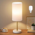 Dicoool Tall Bedside Table lamp for Bedroom - Luxury Marble Base & 3 Color Temperatures Bedside Lamps, Pull Chain Gold Table Lamps, White Nightstand Lamps for Living Room/Guest Room