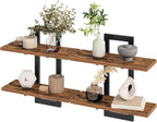 HOOBRO Floating Shelves, 15 Inch Wall Shelf Set of 2, Wall Mounted Storage Shelves 2-Tier, Hanging Bathroom Shelves, for Living Room, Bedroom, Bathroom, Kitchen, Rustic Brown and Black BF32BJ01G1