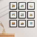 Vittanly 8x8 Picture Frames Set of 9, Shatter Resistant Plexiglass, Display 4x4 Pictures with Mat or 8x8 without Mat, Photo Frames for Wall Mount, Engineered Wood, Black
