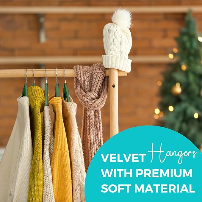 HOUSE DAY Premium Velvet Hangers 50 Pack, Non-Slip Flocked Felt Hangers, Sturdy Clothes Hanger with 360° Rotatable Hook, Heavy Duty Durable Slim Coat Hanger for Closet Space Saving(Emerald Green)