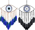 Holmgren 2 Pcs Evil Eye Dream Catchers - Handmade Evil Eye Decor for Wall Art Apartment Decor, Good Luck Charm for Home Offices Living Spaces