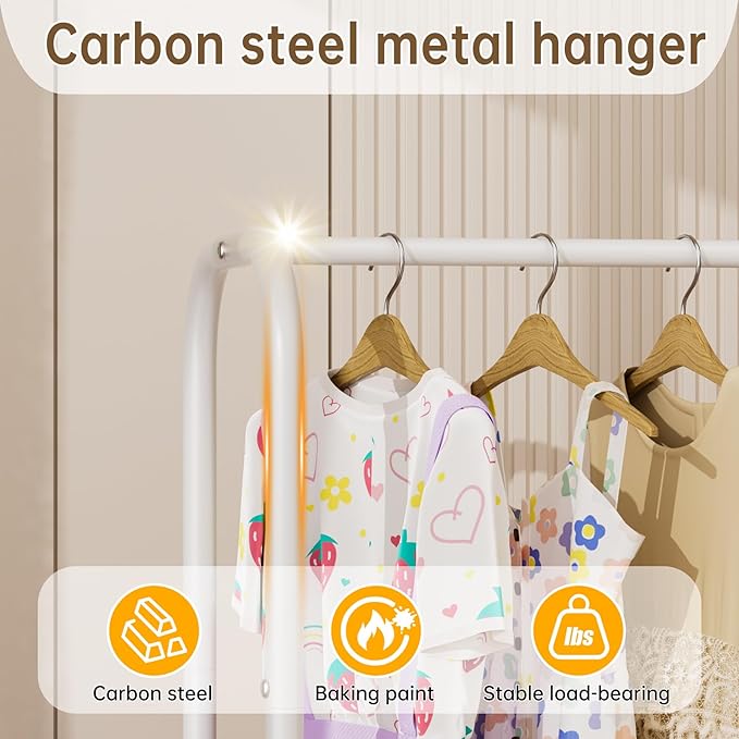 Clothes Garment Coat Rack Drying Clothing Racks Metal Freestanding for Hanging Clothes Portable Closet for Laundry Bedroom White