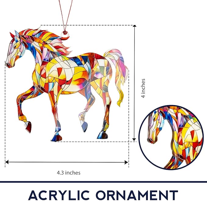 Christmas Ornaments 2026, Horse Ornament with Colorful Design, Horse Ornament for Christmas Tree, for Animal Lovers, Gifts for Horse Lovers, Artistic Tree Ornaments for Festive Decoration