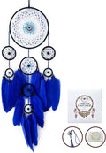 Blue Evil Eye Dream Catcher Wall Decor, Jiyamony Dreamcatcher Hanging Pendant for Home Protection and Blessing Decor with a Car Accessories Evil Eye Charm Gift