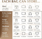 GENIE SPACE Vacuum Storage Bags for Clothes and Bedding – Variety 8-Pack (2 XL, 2 L, 2 M, 2 S), Airtight, Reusable and Odor-Proof Space Saver Bags with Double Zipper Seal and Hand Pump