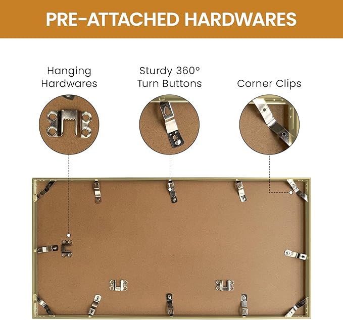 11x22 Aluminum Metal Picture Frame,Tempered Glass Gold Photo Frame 11x22 for Family Photo,Posters,Art,Document to Wall Mount Horizontally or Vertically