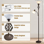 GyroVu Torchiere Floor Lamp for Living Room, LED Standing Reading Light for Bedroom with Glass Shade for Living Room Corner Bedroom Home Office,Bulbs Included (Red Brown,Glass 2 Head)