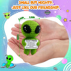 To My Friend Galentines Day Funny Gifts – Handmade Crochet Alien Plush with Special Friendship Message Card – Birthday, Valentines, or Just Because Present for Best Friend, Roommate, or Coworker