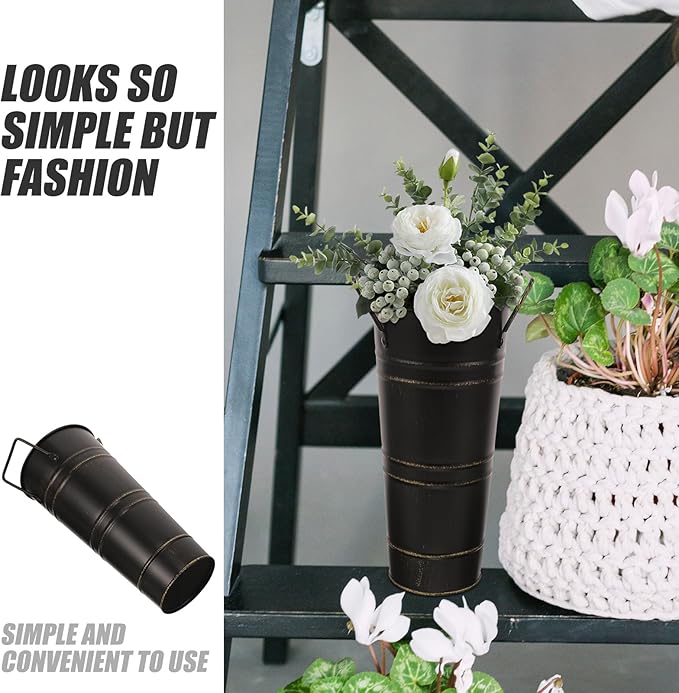 HOMSFOU Umbrella Stand Holder Freestanding Umbrella Rack Entryway Metal Umbrella Bucket Barrel Canes Walking Sticks Golf Clubs Organizer Bin Floor Vase for Office Home