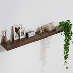 Marsmiles Solid Wood Floating Shelves for Wall, 55”W x 9”D x 1.56”H Large Wall Shelves for Living Room Bedroom Bathroom Kitchen Drcor Storage with Invisible Heavy-Duty Metal Bracket, Walnut, Set of 1