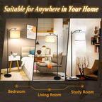 ROTTOGOON Floor Lamp with 3CCT LED Bulb, Gray Linen Lamp Shade for Living Room, Modern Standing Lamp for Bedrooms - Black