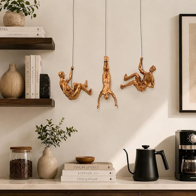 Large Set of 3 Climbing Men Wall Art Decor Sculpture,Nordic Modern Simplicity Decorative Wall Art, Climbing Man Sculptures,Home & Office Climber Gifts