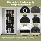 PAULONE 35 Pocket Over the Door Shoe Organizer,Reusable Breathable Large Mesh Bag Men's & Women's Sneaker Organizer,Shoe Organizer for Kids,Hanging Shoe Storage Hanging Bag (Black)