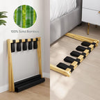 2 Pack Luggage Rack, Folding Luggage Rack for Guest Room, Bamboo Suitcase Stand Holds up to 131 lb, Luggage Stand with Storage Shelf for Hotel, Bedroom