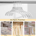 HOUSE DAY Clear Plastic Hangers 25 Pack, Durable Crystal Hangers for Clothes, Light Weight Plastic Dress Hanger for Women, Versatile 16.7‘’ Hanger for Closet and Retail Use, with 360° Swivel Hook