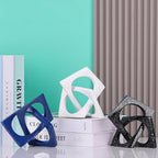 Modern Geometric Sculpture Navy Blue Knot Statue Decor, Home Blue Bookcase Centerpiece jax Decorative, Geometric Tabletop Sculpture and Figurines, For Navy Home Decor Accent, Cube Decorative Ornaments