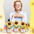 Wavwavw 3 Pack Teacher Appreciation Gift Positive Flower Handmade Crochet Doll Thank You for Helping Me Grow Gifts Back to School Gifts for Women Teacher(Puzzle Sunflower)