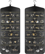 CHICECO Hanging Jewelry Organizer With Zippered Pockets,40 Pockets Travel Jewelry Organizer Storage for Cloest,Wall,Door