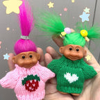 Retro Vintage Lucky Troll Dolls Assorted Hair Colors Chromatic Adorable for Collections, School Project, Arts and Crafts, Party Favors (Green)